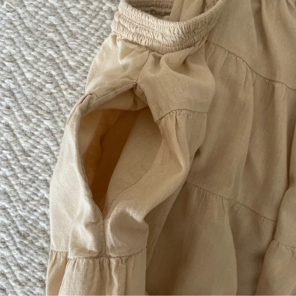 Free People Dress Womens S/P Beige Cross Of Sunlight Mini Boho Square Neck - Picture 11 of 11